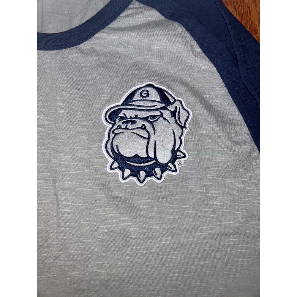Mitchell & Ness Georgetown Hoyas Long Sleeve Tee Grey Navy Large NWT
